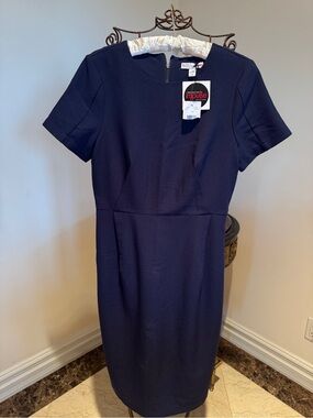 Made for Impulse Navy Midi Short-Sleeve Dress